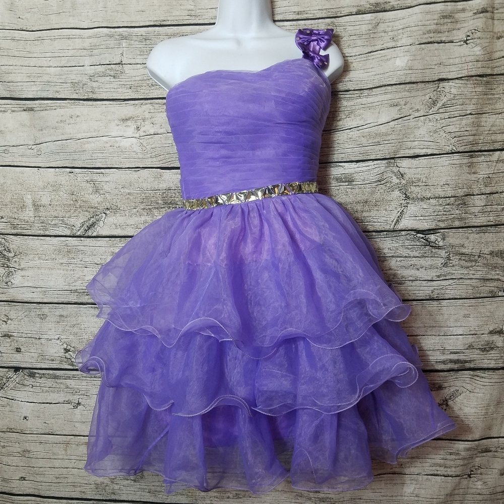 Grace Karen Purple Tulle Fit & Flare Dress Size 4.Pit to pit approx:  14 inche
